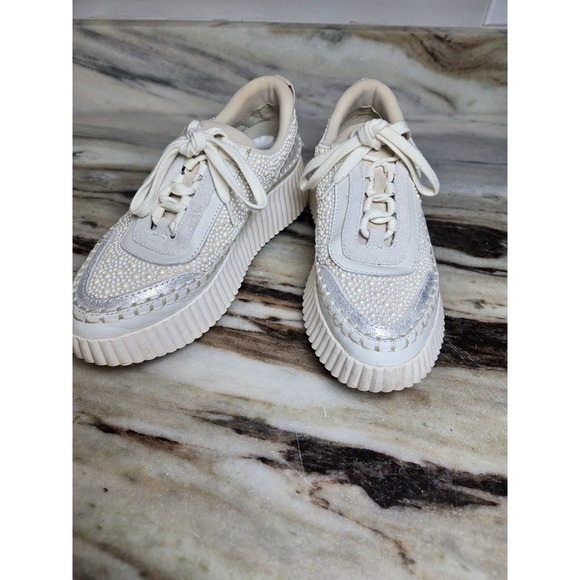 Dolce Vita Shoes - Dolce Vita Dolen Pearl Embellished Platform Sneakers Cream Silver Womens Shoes